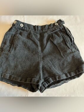 Farrow ramie shorts size 36 black linen style high waist button detail